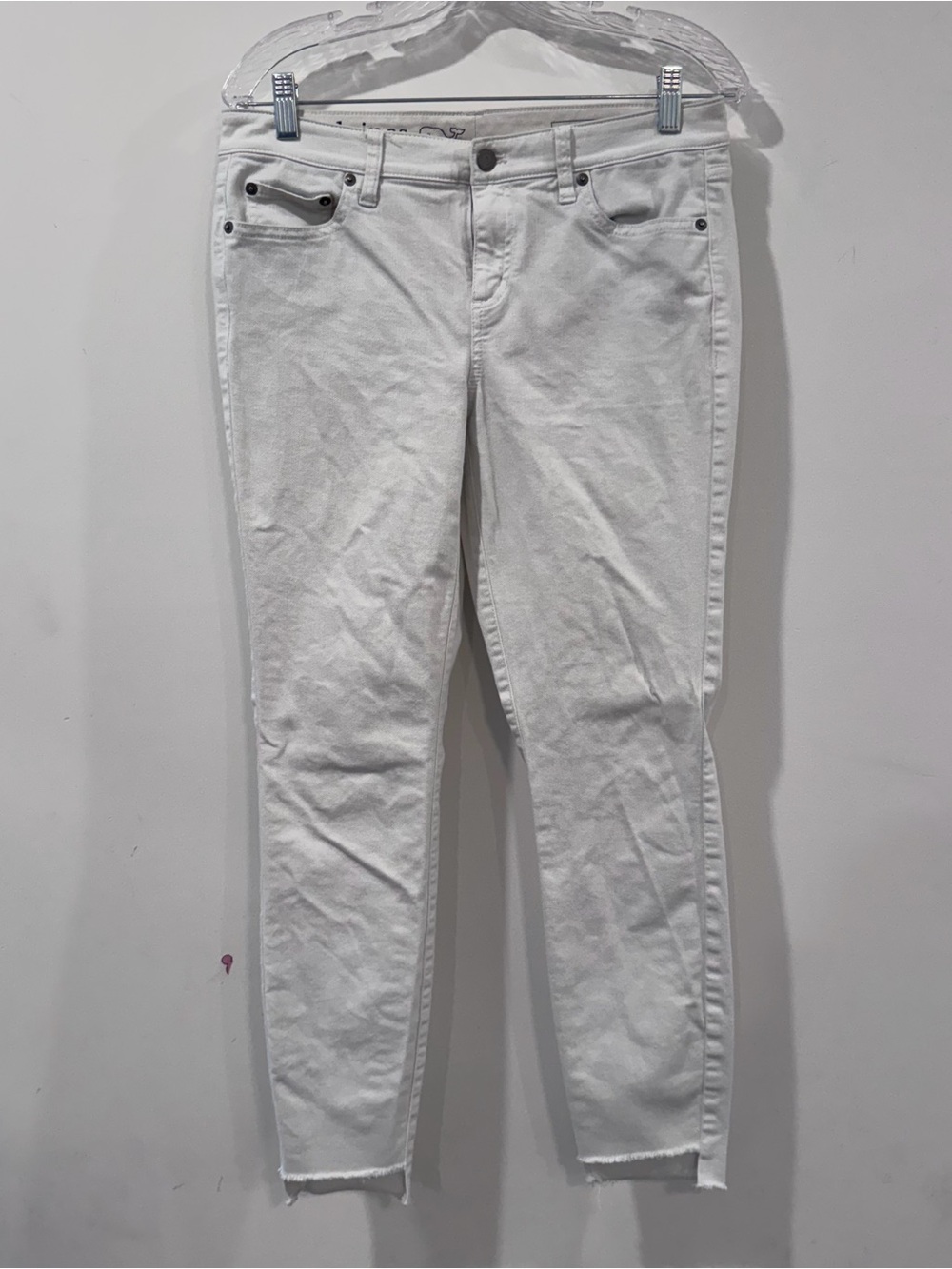 Vineyard Vines White Skinny Jeans Women’s 8 Raw Hem